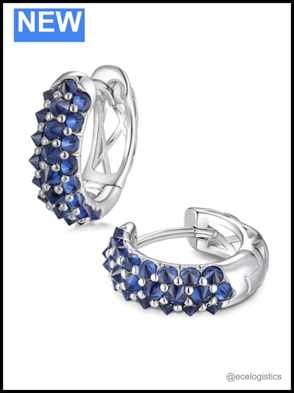 Chunky Spike Hoop Earrings 15mm Pave Huggie Rhodium Plated Brass Cubic Zirconia